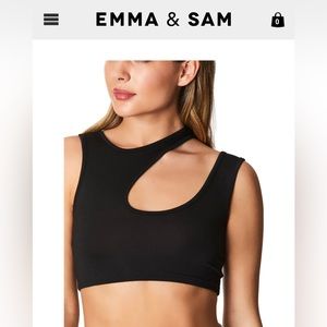 LF Emma & Sam Black Shoulder Cut Out Cropped Tank Top NWOT